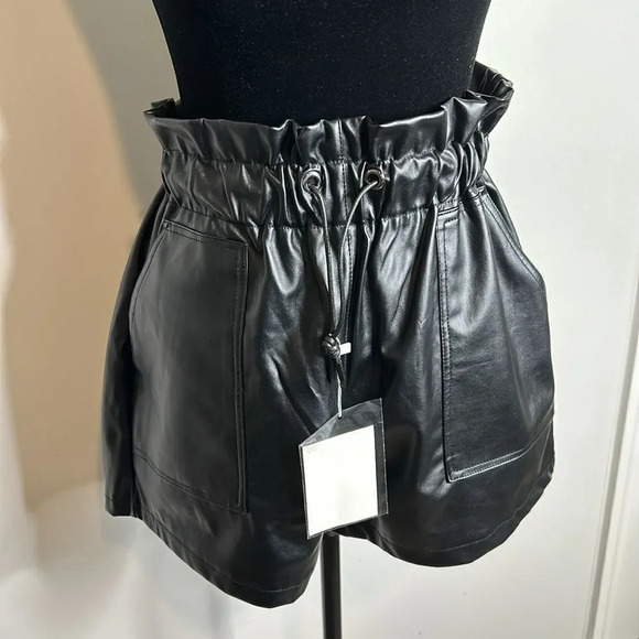 Black Faux Leather Shorts - Picture 3 of 7